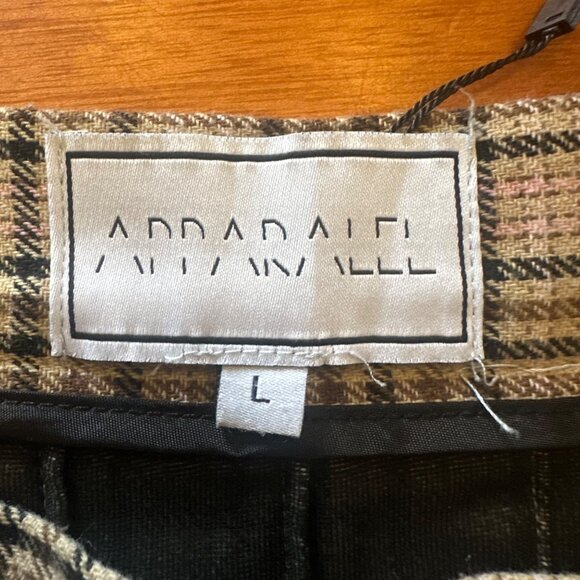 Pleated Brown Plaid Midi Skirt With Gold Chain Accent By Apparelel L - Picture 4 of 6